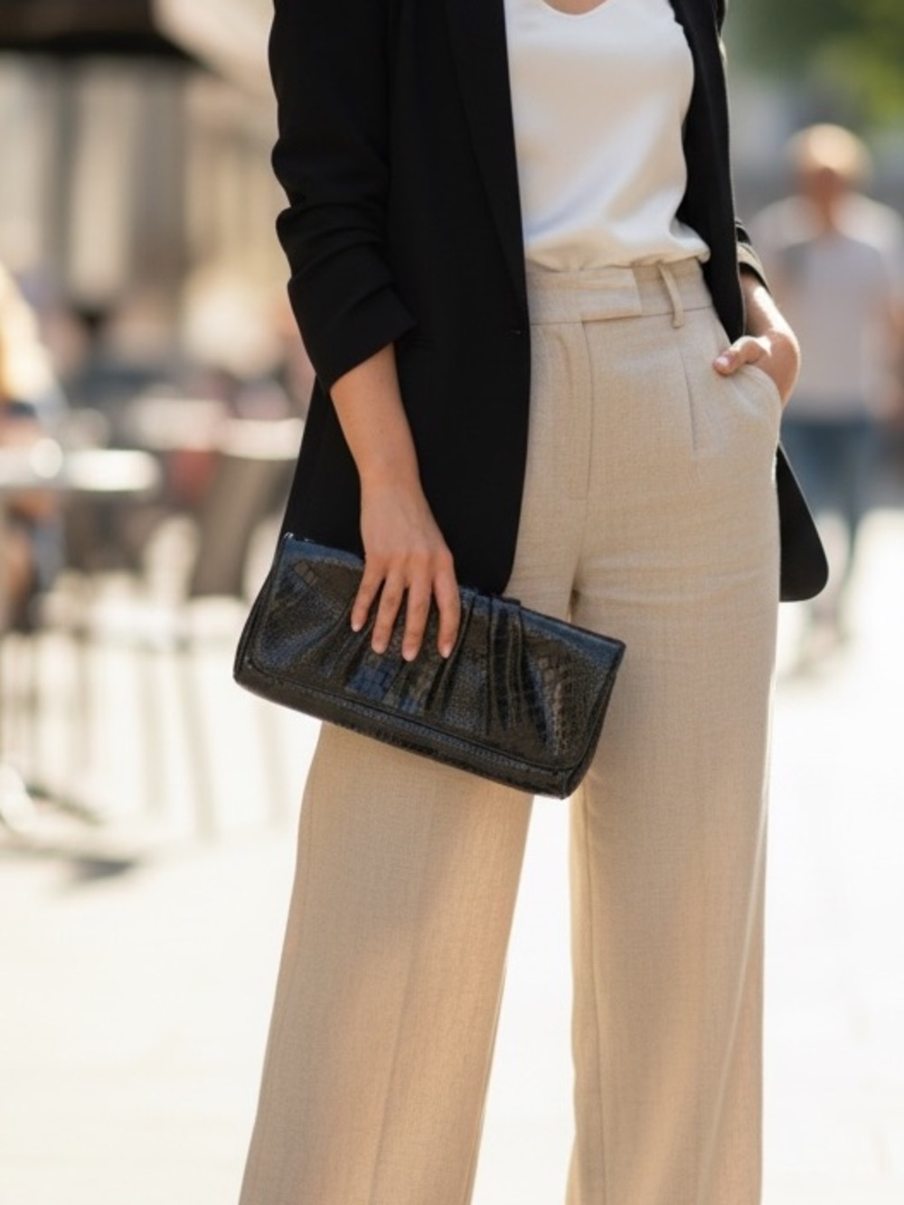 Lauren Merkin black embossed clutch